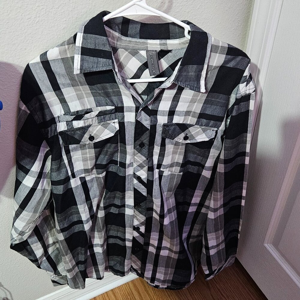 Sears Casual Plaid Button Down Dress Shirt XL